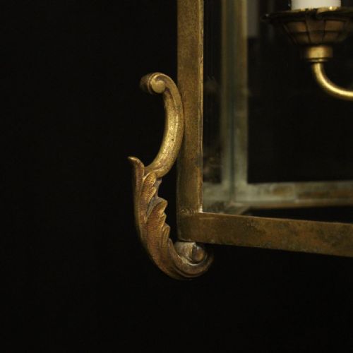 FRENCH GILDED BRONZE ANTIQUE HALL LANTERN - ADDITIONAL PHOTO 7