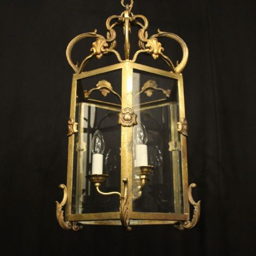 FRENCH GILDED BRONZE ANTIQUE HALL LANTERN - ADDITIONAL PHOTO 8