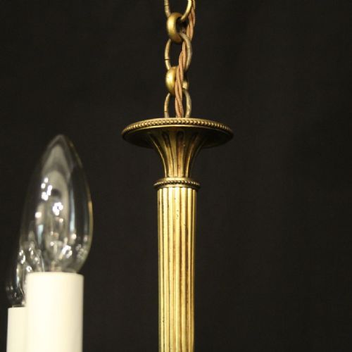 FRENCH GILDED BRASS 3 LIGHT ANTIQUE CHANDELIER - ADDITIONAL PHOTO 8