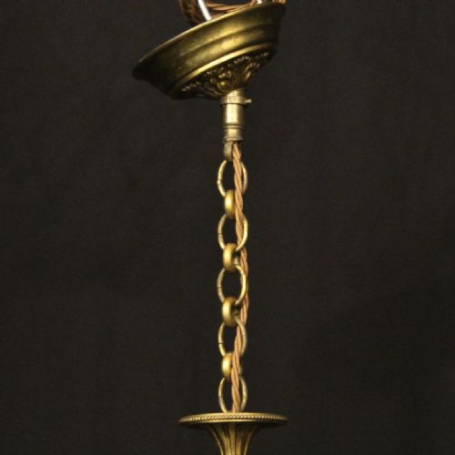 FRENCH GILDED BRASS 3 LIGHT ANTIQUE CHANDELIER - ADDITIONAL PHOTO 9