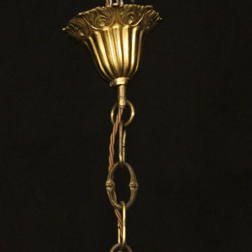 FRENCH SMALL GILDED 6 LIGHT ANTIQUE CHANDELIER - ADDITIONAL PHOTO 9