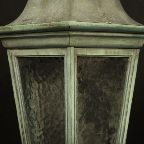 ENGLISH BRONZE SINGLE LIGHT ANTIQUE LANTERN - ADDITIONAL PHOTO 2