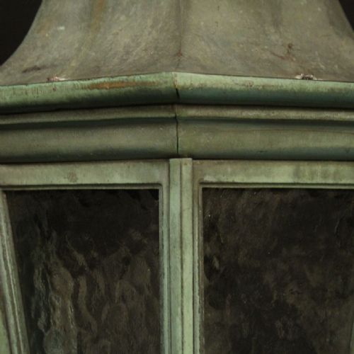 ENGLISH BRONZE SINGLE LIGHT ANTIQUE LANTERN - ADDITIONAL PHOTO 4