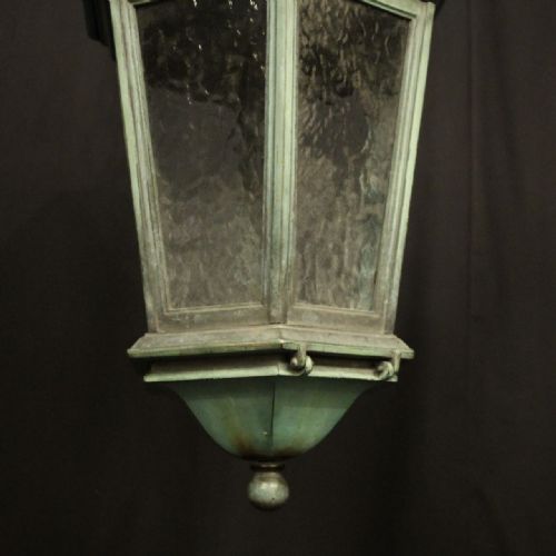 ENGLISH BRONZE SINGLE LIGHT ANTIQUE LANTERN - ADDITIONAL PHOTO 6
