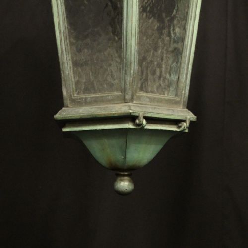ENGLISH BRONZE SINGLE LIGHT ANTIQUE LANTERN - ADDITIONAL PHOTO 7