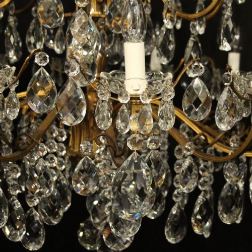 FRENCH 18 LIGHT GILDED CRYSTAL ANTIQUE CHANDELIER - ADDITIONAL PHOTO 2