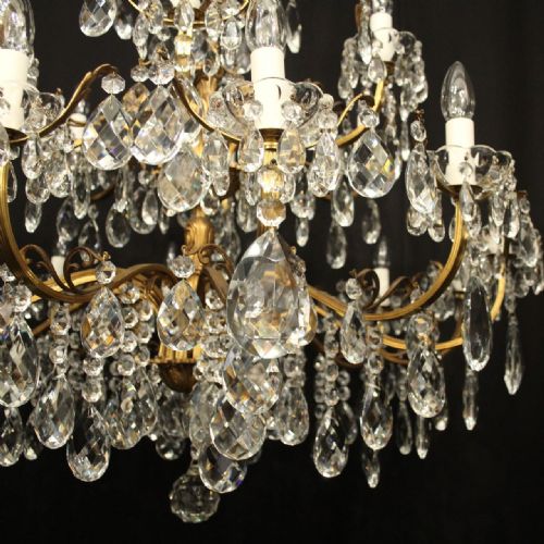 FRENCH 18 LIGHT GILDED CRYSTAL ANTIQUE CHANDELIER - ADDITIONAL PHOTO 3