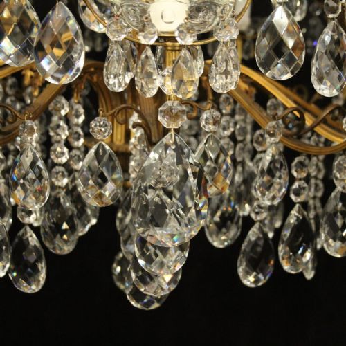 FRENCH 18 LIGHT GILDED CRYSTAL ANTIQUE CHANDELIER - ADDITIONAL PHOTO 4