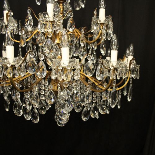 FRENCH 18 LIGHT GILDED CRYSTAL ANTIQUE CHANDELIER - ADDITIONAL PHOTO 5