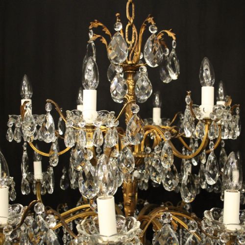 FRENCH 18 LIGHT GILDED CRYSTAL ANTIQUE CHANDELIER - ADDITIONAL PHOTO 7