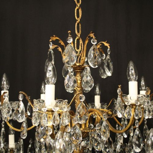FRENCH 18 LIGHT GILDED CRYSTAL ANTIQUE CHANDELIER - ADDITIONAL PHOTO 8