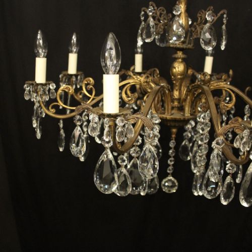 ITALIAN GILDED BRONZE CRYSTAL 8 LIGHT ANTIQUE CHANDELIER - ADDITIONAL PHOTO 3