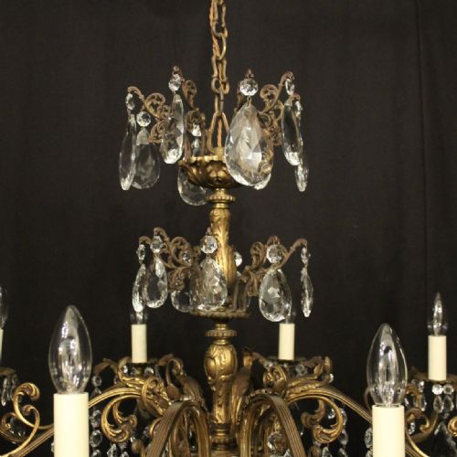 ITALIAN GILDED BRONZE CRYSTAL 8 LIGHT ANTIQUE CHANDELIER - ADDITIONAL PHOTO 8