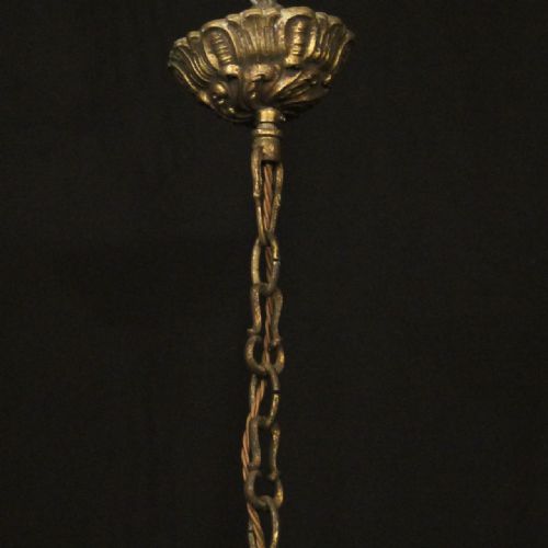ITALIAN GILDED BRONZE CRYSTAL 8 LIGHT ANTIQUE CHANDELIER - ADDITIONAL PHOTO 9