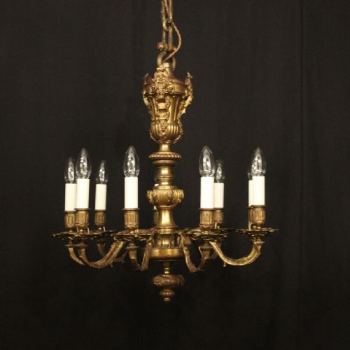 french gilded bronze 10 light antique chandelier - CATEGORY: ANTIQUE LIGHTING - DATED 19TH CENTURY