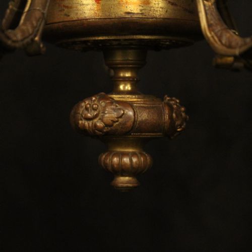 FRENCH GILDED BRONZE 10 LIGHT ANTIQUE CHANDELIER - ADDITIONAL PHOTO 2