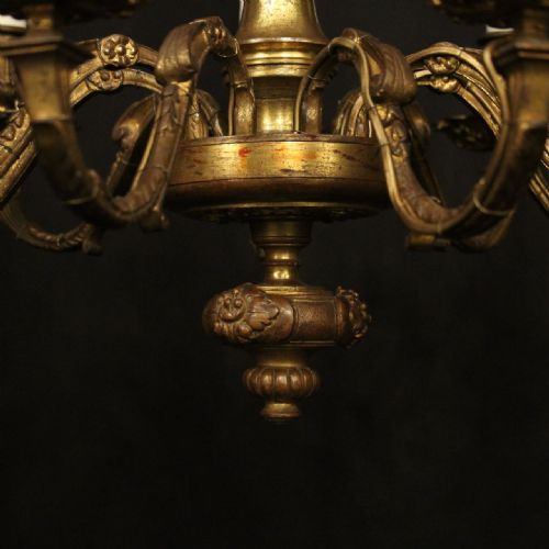 FRENCH GILDED BRONZE 10 LIGHT ANTIQUE CHANDELIER - ADDITIONAL PHOTO 3