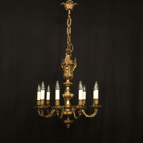 FRENCH GILDED BRONZE 10 LIGHT ANTIQUE CHANDELIER - ADDITIONAL PHOTO 8