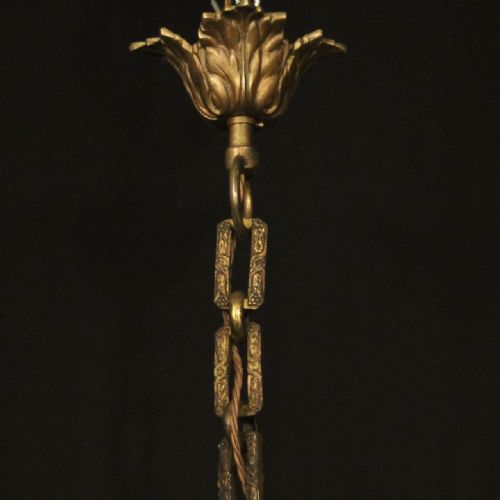 FRENCH GILDED BRONZE 10 LIGHT ANTIQUE CHANDELIER - ADDITIONAL PHOTO 9