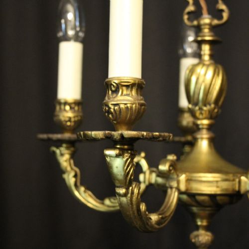 FRENCH GILDED BRONZE 5 LIGHT ANTIQUE CHANDELIER - ADDITIONAL PHOTO 1