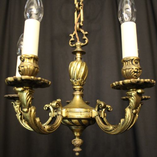 FRENCH GILDED BRONZE 5 LIGHT ANTIQUE CHANDELIER - ADDITIONAL PHOTO 2