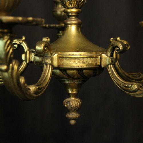 FRENCH GILDED BRONZE 5 LIGHT ANTIQUE CHANDELIER - ADDITIONAL PHOTO 3
