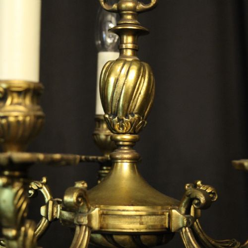 FRENCH GILDED BRONZE 5 LIGHT ANTIQUE CHANDELIER - ADDITIONAL PHOTO 4