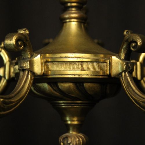 FRENCH GILDED BRONZE 5 LIGHT ANTIQUE CHANDELIER - ADDITIONAL PHOTO 5