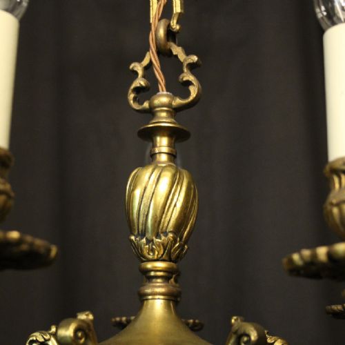 FRENCH GILDED BRONZE 5 LIGHT ANTIQUE CHANDELIER - ADDITIONAL PHOTO 7