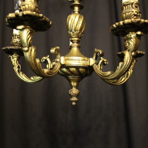 FRENCH GILDED BRONZE 5 LIGHT ANTIQUE CHANDELIER - ADDITIONAL PHOTO 8