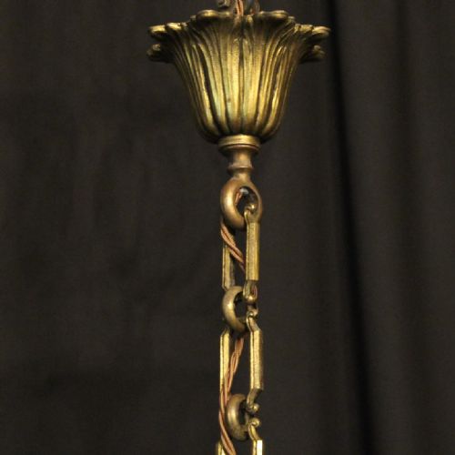 FRENCH GILDED BRONZE 5 LIGHT ANTIQUE CHANDELIER - ADDITIONAL PHOTO 9