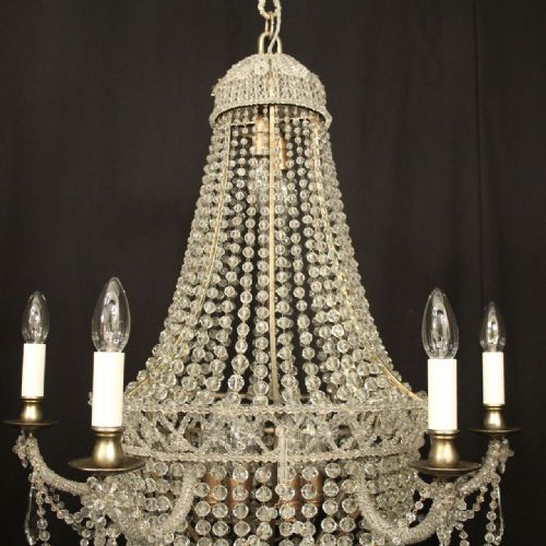 FRENCH SILVER GILDED TENT WATERFALL ANTIQUE CHANDELIER - ADDITIONAL PHOTO 1