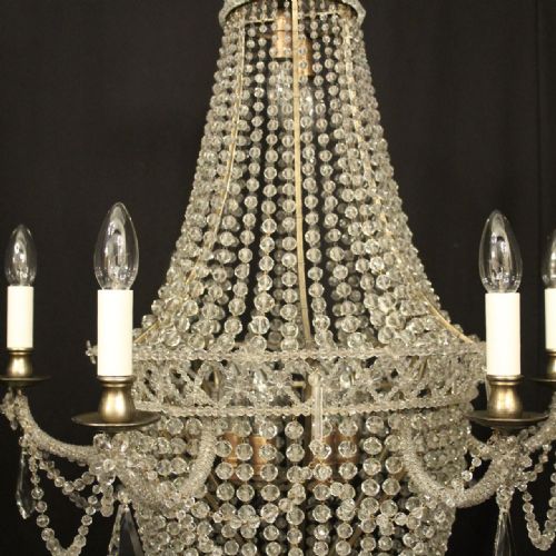 FRENCH SILVER GILDED TENT WATERFALL ANTIQUE CHANDELIER - ADDITIONAL PHOTO 2