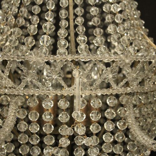 FRENCH SILVER GILDED TENT WATERFALL ANTIQUE CHANDELIER - ADDITIONAL PHOTO 3
