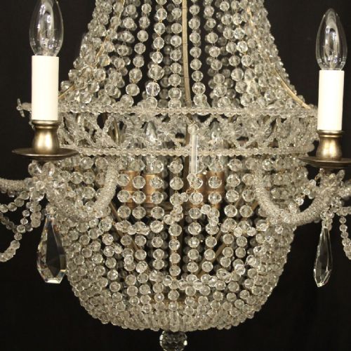 FRENCH SILVER GILDED TENT WATERFALL ANTIQUE CHANDELIER - ADDITIONAL PHOTO 4