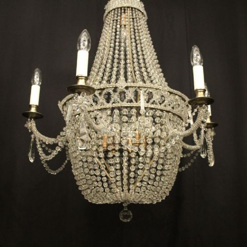 FRENCH SILVER GILDED TENT WATERFALL ANTIQUE CHANDELIER - ADDITIONAL PHOTO 5