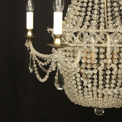 FRENCH SILVER GILDED TENT WATERFALL ANTIQUE CHANDELIER - ADDITIONAL PHOTO 6