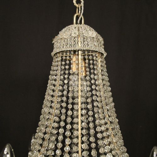 FRENCH SILVER GILDED TENT WATERFALL ANTIQUE CHANDELIER - ADDITIONAL PHOTO 7