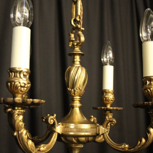 FRENCH GILDED BRONZE 4 LIGHT ANTIQUE CHANDELIER - ADDITIONAL PHOTO 1