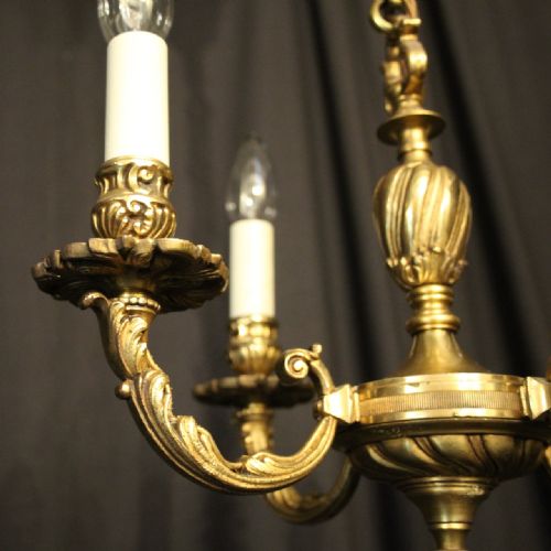 FRENCH GILDED BRONZE 4 LIGHT ANTIQUE CHANDELIER - ADDITIONAL PHOTO 2