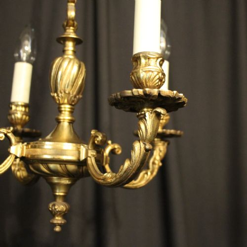 FRENCH GILDED BRONZE 4 LIGHT ANTIQUE CHANDELIER - ADDITIONAL PHOTO 3