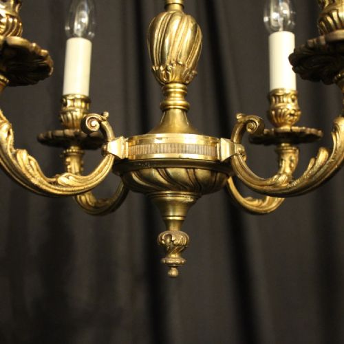 FRENCH GILDED BRONZE 4 LIGHT ANTIQUE CHANDELIER - ADDITIONAL PHOTO 4