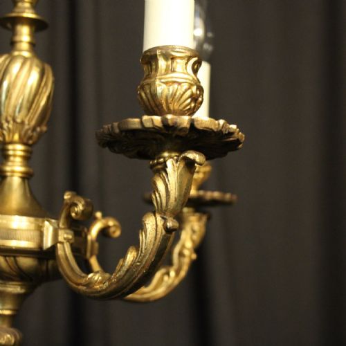FRENCH GILDED BRONZE 4 LIGHT ANTIQUE CHANDELIER - ADDITIONAL PHOTO 5