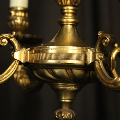 FRENCH GILDED BRONZE 4 LIGHT ANTIQUE CHANDELIER - ADDITIONAL PHOTO 6