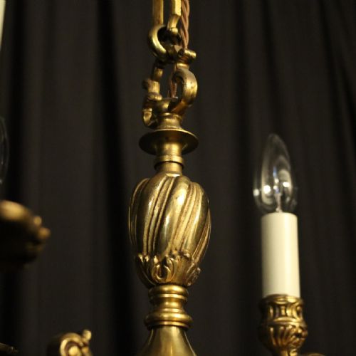 FRENCH GILDED BRONZE 4 LIGHT ANTIQUE CHANDELIER - ADDITIONAL PHOTO 7