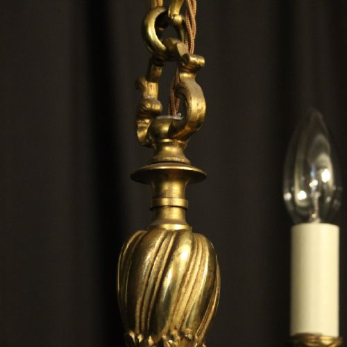 FRENCH GILDED BRONZE 4 LIGHT ANTIQUE CHANDELIER - ADDITIONAL PHOTO 8