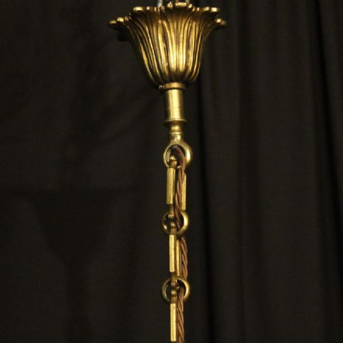 FRENCH GILDED BRONZE 4 LIGHT ANTIQUE CHANDELIER - ADDITIONAL PHOTO 9