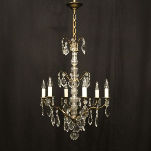 FRENCH GILDED BRASS 6 LIGHT CHANDELIER - ADDITIONAL PHOTO 1