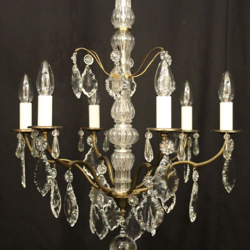 FRENCH GILDED BRASS 6 LIGHT CHANDELIER - ADDITIONAL PHOTO 2
