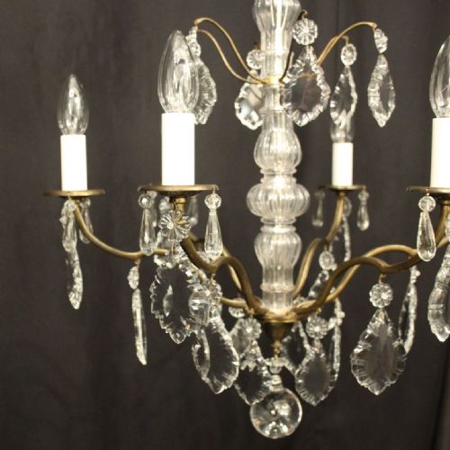 FRENCH GILDED BRASS 6 LIGHT CHANDELIER - ADDITIONAL PHOTO 3